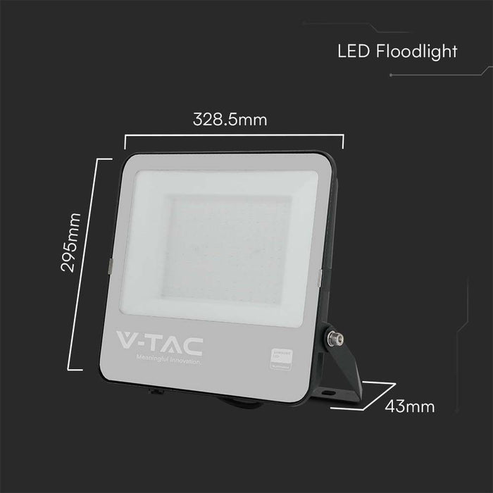 (Lot de 4) Projecteur LED 150W VT-44153 avec puce Samsung, câble de 1m, 4000K, corps noir et verre gris 135LM/W