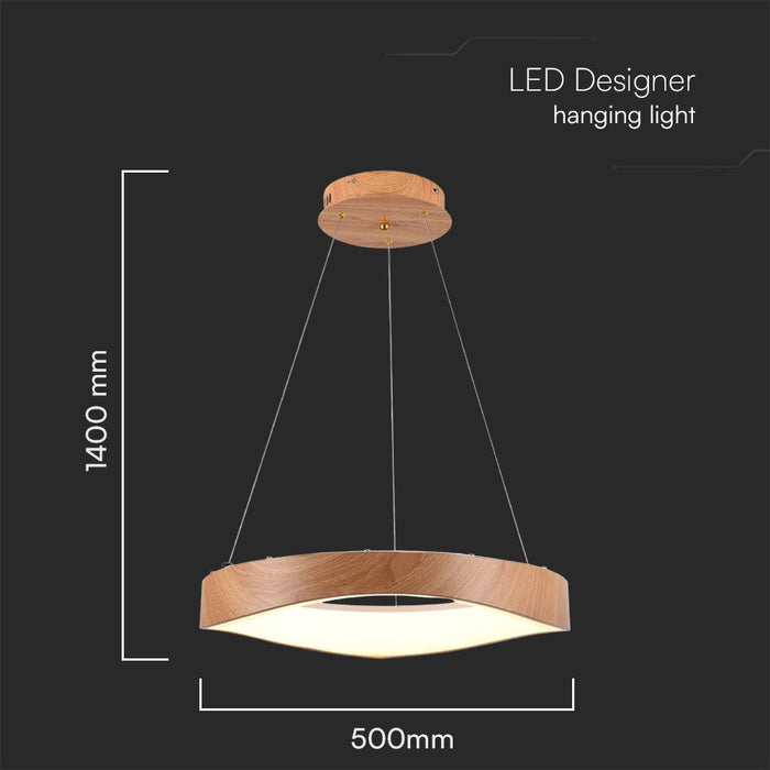 (Lot de 5) Lampe Suspendue LED Designer VT-7974 3000K Bois Peinture+Corps Blanc