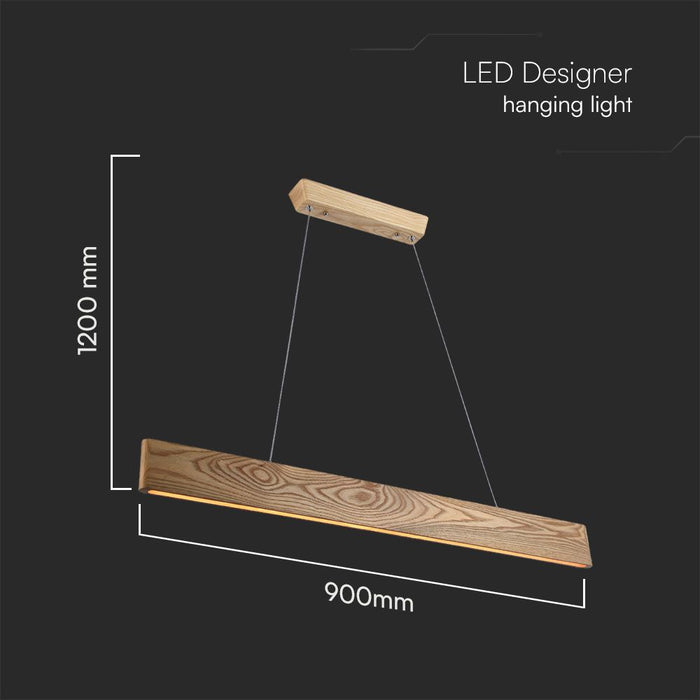 (Lot de 10) Lampe Suspendue LED 24W VT-7975 3000K Corps en Bois Peint