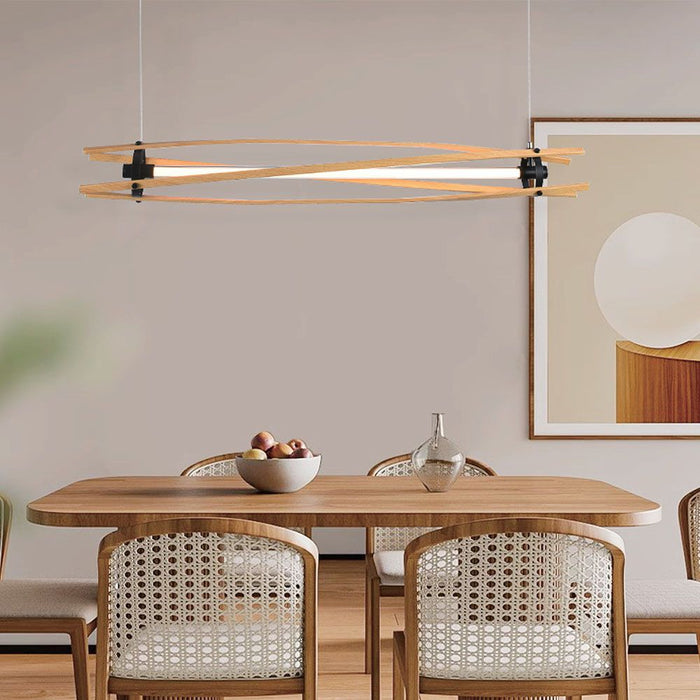 (Lot de 6) Lampe Suspendue LED Designer VT-7978 3000K Bois+Corps Noir