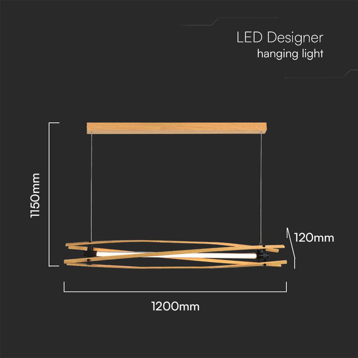 (Lot de 6) Lampe Suspendue LED Designer VT-7978 3000K Bois+Corps Noir