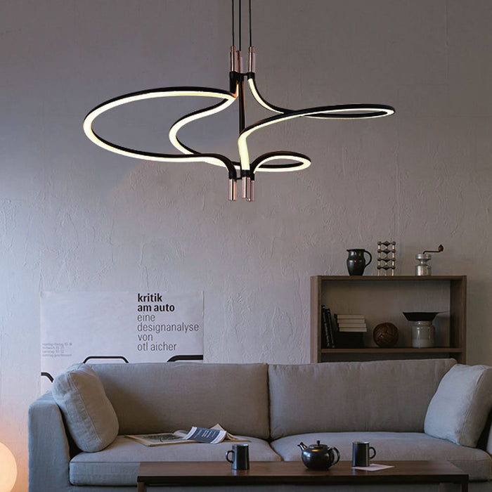 Lampe Suspendue LED Designer VT-7980 3000K Plaqué Or + Corps Noir