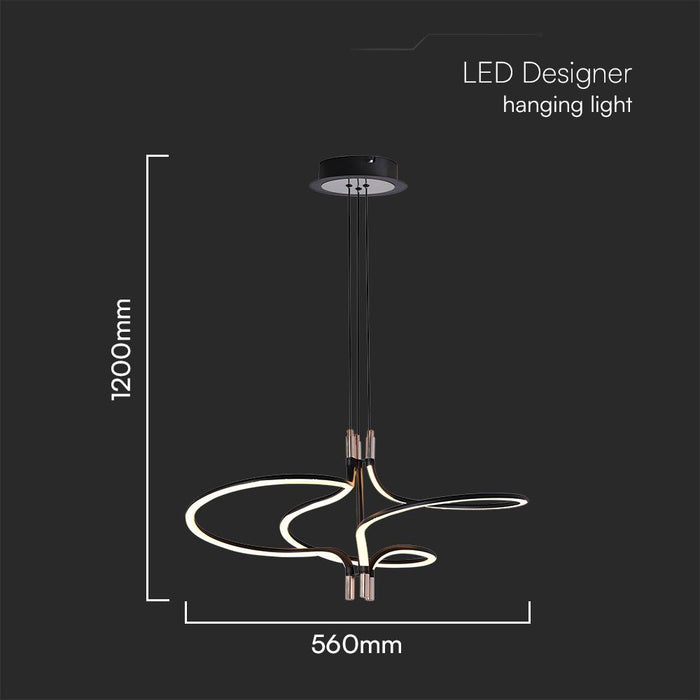 Lampe Suspendue LED Designer VT-7980 3000K Plaqué Or + Corps Noir