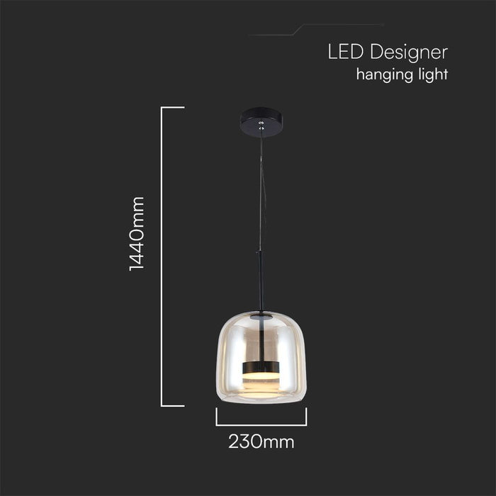 (Lot de 6) Suspension LED Designer 6W VT-7989 3000K Corps en Métal et Verre
