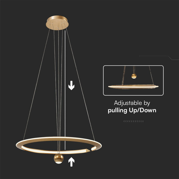 Lampe LED Suspendue 45W VT-10126 620x1200mm Réglable 3000K Or Brossé