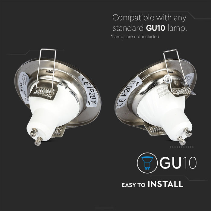 (Lot de 100) Support GU10 rond en nickel satiné - Lot de 2