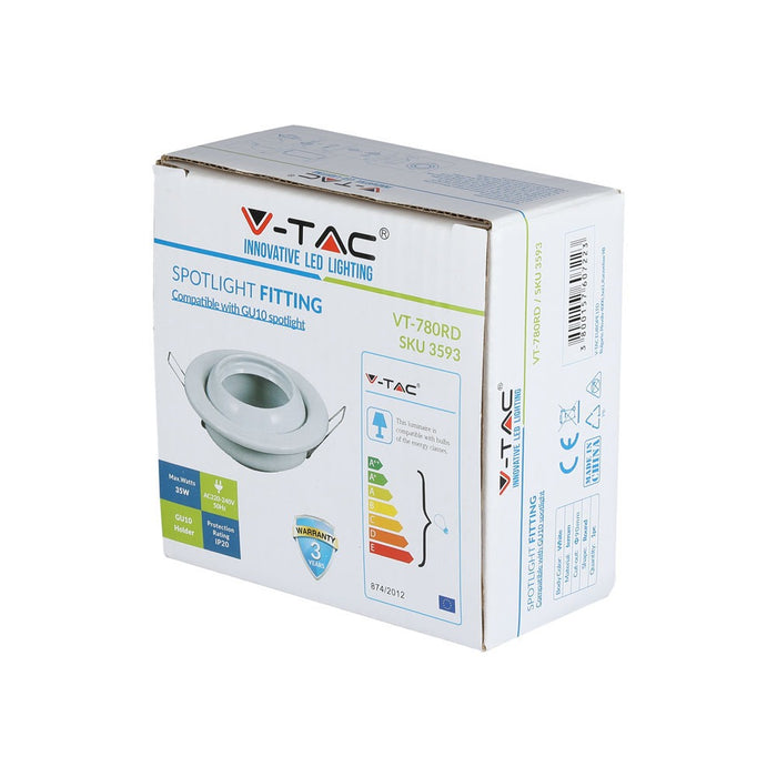 (Lot de 100) Support GU10 pour changement d'angle rond blanc VT-780