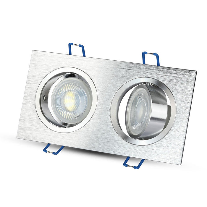 (Lot de 50) Support 2xGU10 en Aluminium Brossé Carré VT-783