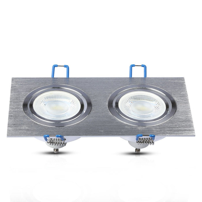 (Lot de 50) Support 2xGU10 en Aluminium Brossé Carré VT-783