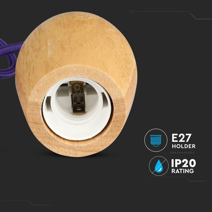(Lot de 50) Suspension LED en bois E27 - Câble violet