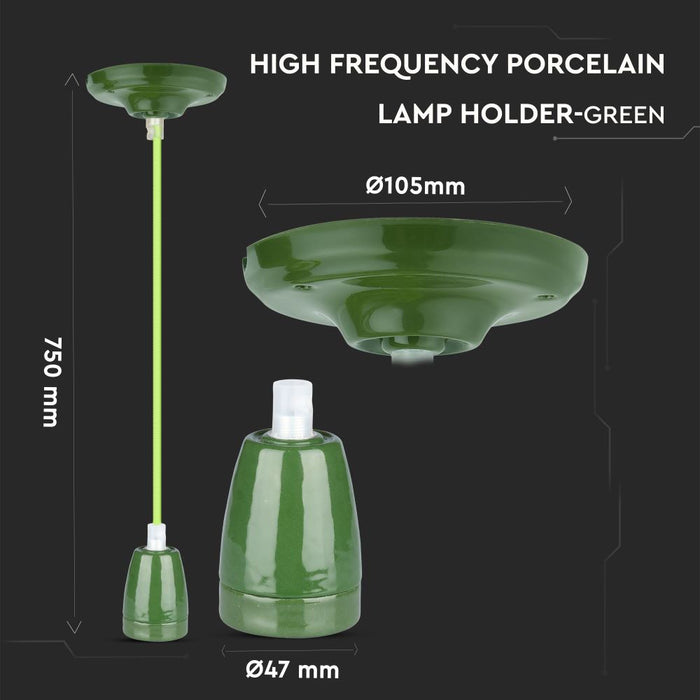 (Lot de 60) Porte-lampe en porcelaine haute fréquence VT-7998 E27 - Vert