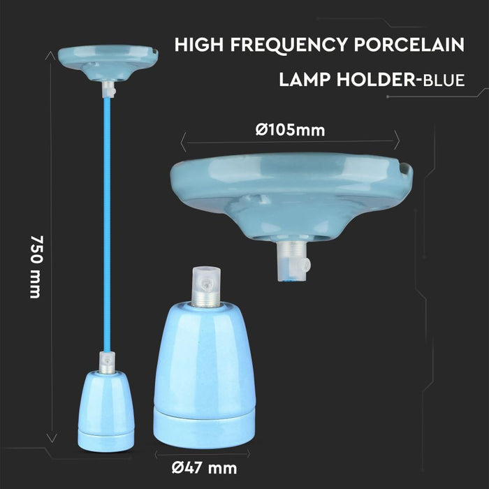 (Lot de 60) Porte-lampe en porcelaine haute fréquence VT-7998 E27 - Bleu