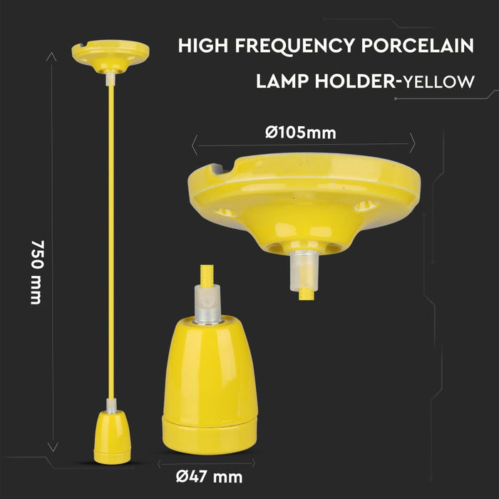 (Lot de 60) Porte-lampe en porcelaine haute fréquence VT-7998 E27 - Jaune