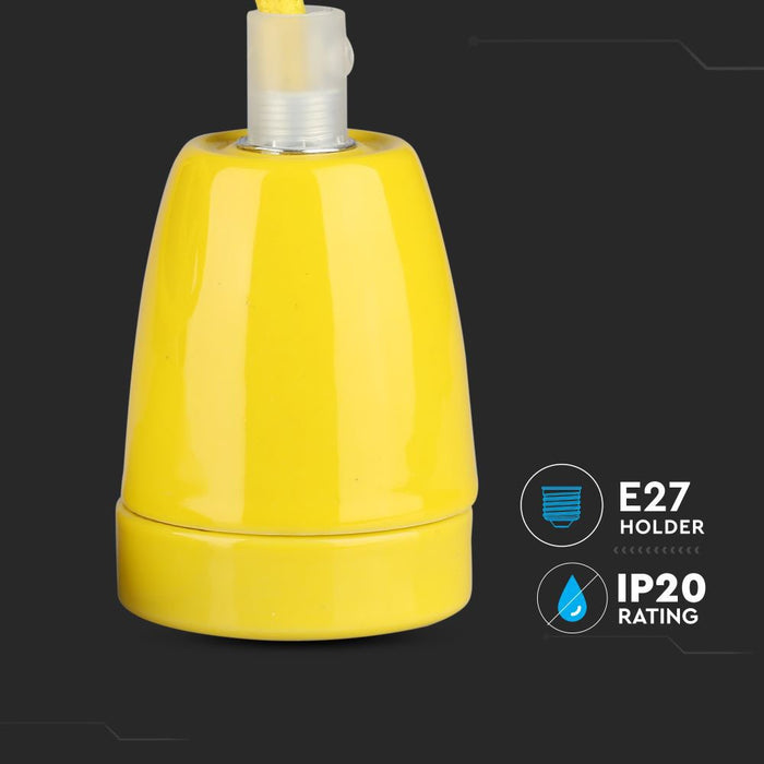 (Lot de 60) Porte-lampe en porcelaine haute fréquence VT-7998 E27 - Jaune