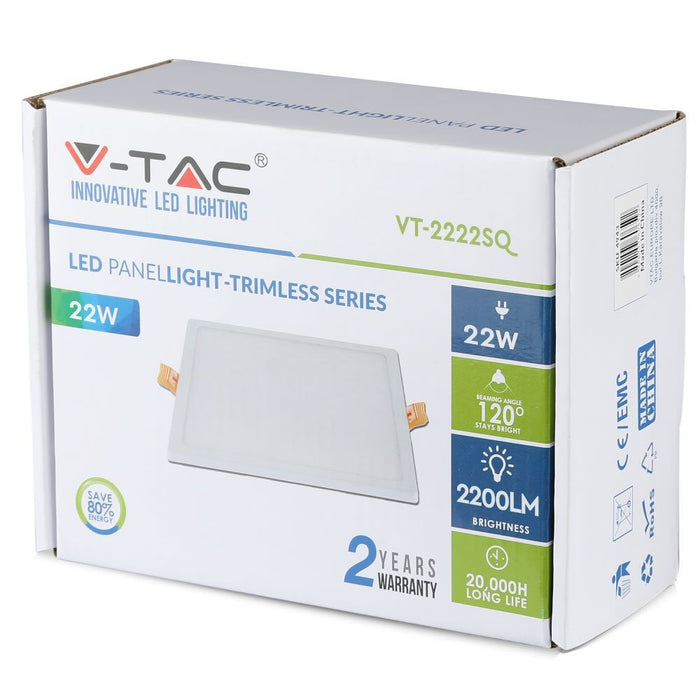 (Lot de 40) Panneau LED Slim 22W VT-2222 4000K Carré