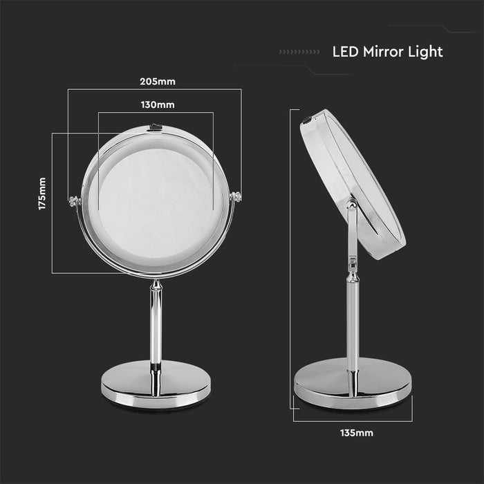 (Lot de 20) Lampe Miroir LED 3W VT-7572 à Piles 4xAA Chrome
