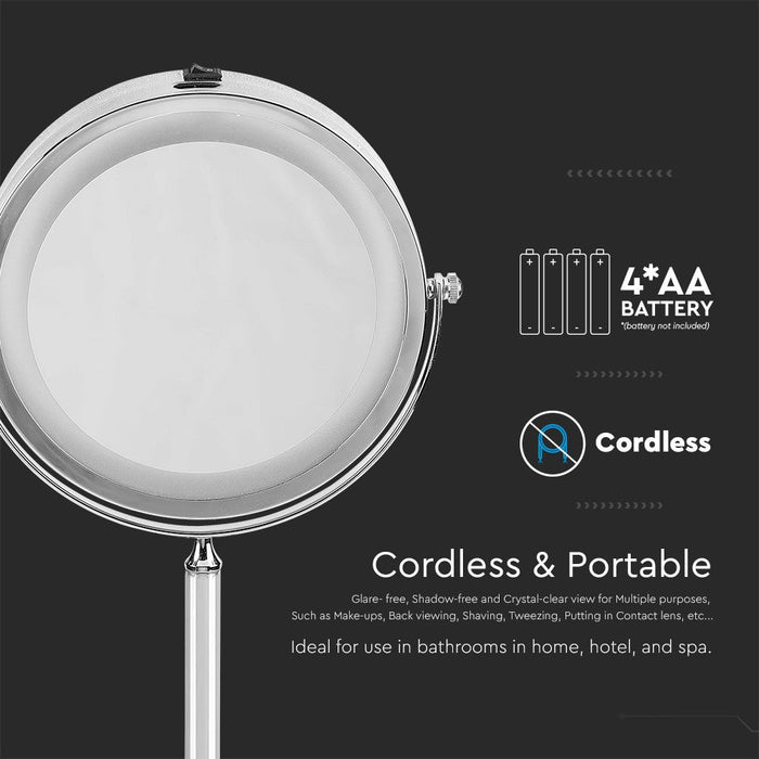(Lot de 20) Lampe Miroir LED 3W VT-7572 à Piles 4xAA Chrome