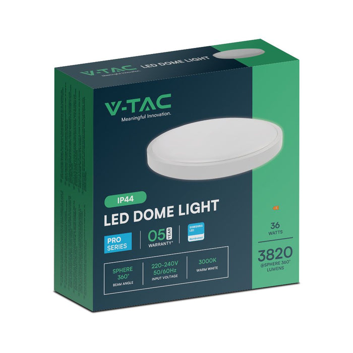 (Lot de 5) Plafonnier LED 36W VT-8630 avec puce Samsung 4000K cadre blanc IP44