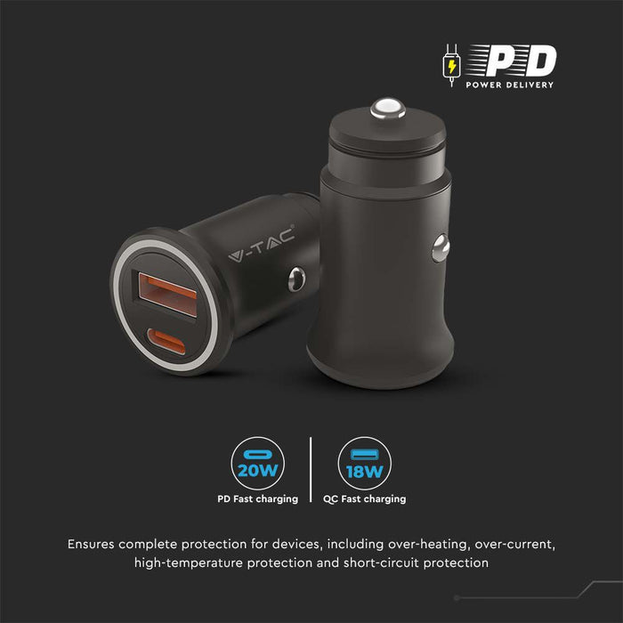 (Lot de 120) Chargeur de Voiture VT-5318 QC+PD