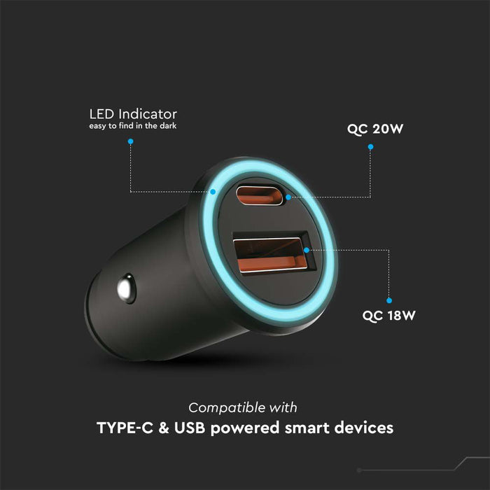 (Lot de 120) Chargeur de Voiture VT-5318 QC+PD