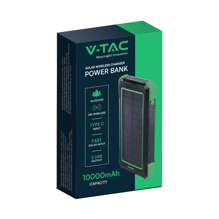 (Lot de 20) Batterie Externe Chargeur sans Fil Solaire 10000mAh Noir