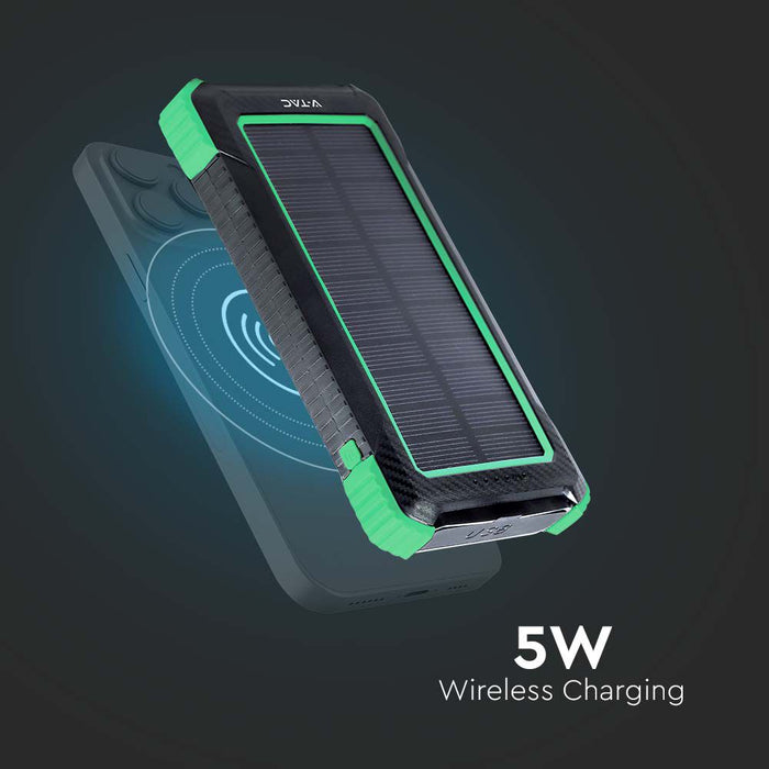 (Lot de 20) Batterie Externe Chargeur sans Fil Solaire 10000mAh Noir