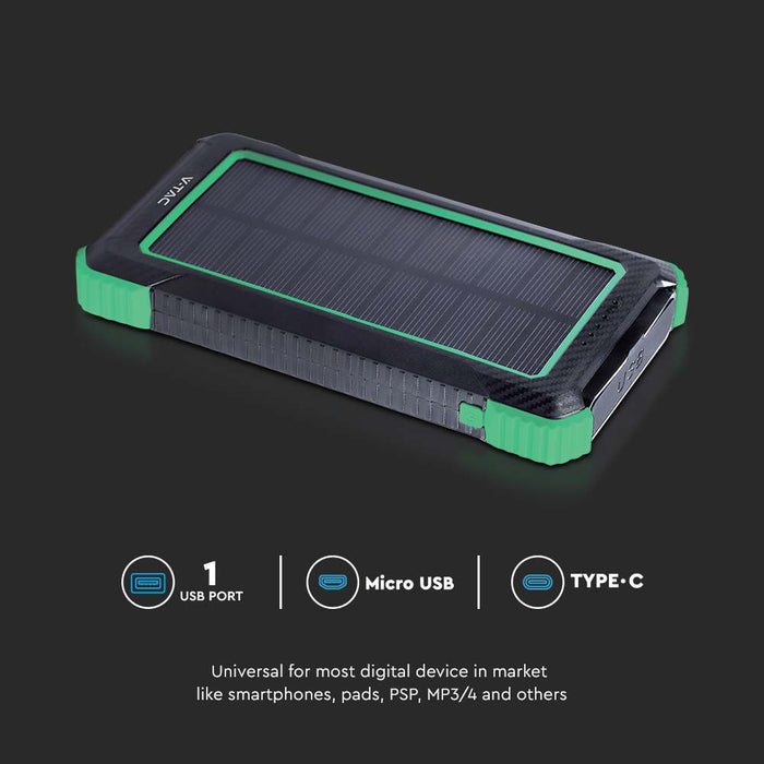 (Lot de 20) Batterie Externe Chargeur sans Fil Solaire 10000mAh Noir
