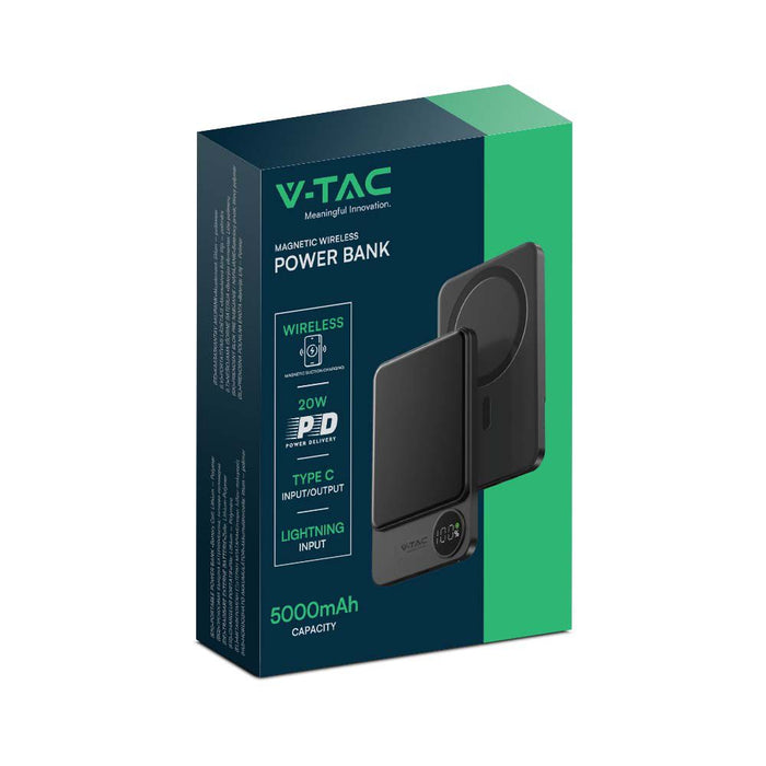 (Lot de 50) Batterie externe magnétique ultra fine MagSafe en alliage d'aluminium 5000mAh charge rapide sans fil gris sidéral