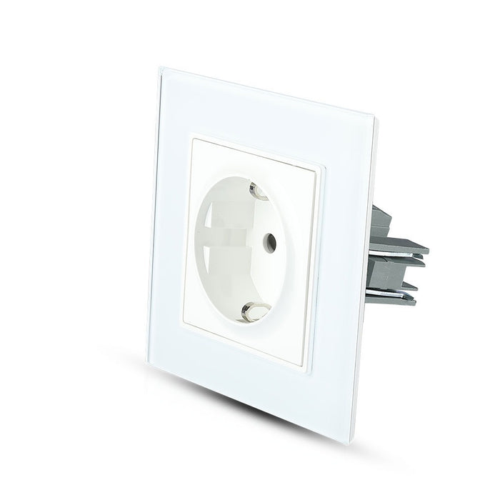 (Lot de 80) Prise EU VT-5711 16A (Panneau en Verre) - Blanc