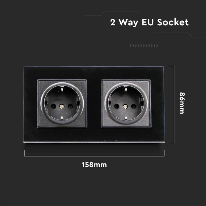 (Lot de 60) Prise EU VT-5811 16A 2 voies - Noir