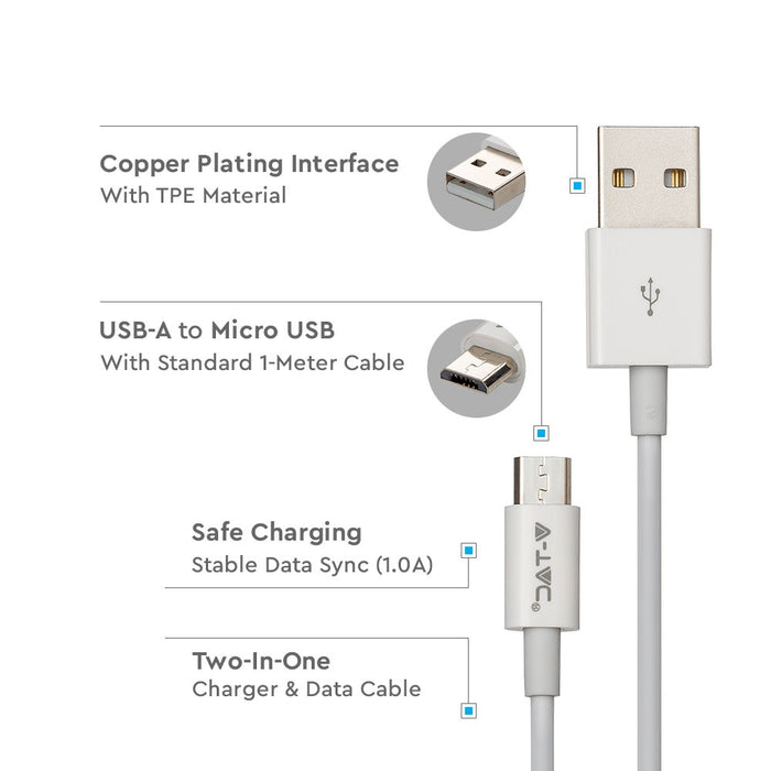 (Lot de 600) Câble Micro USB 1M - Blanc (Série Silver)