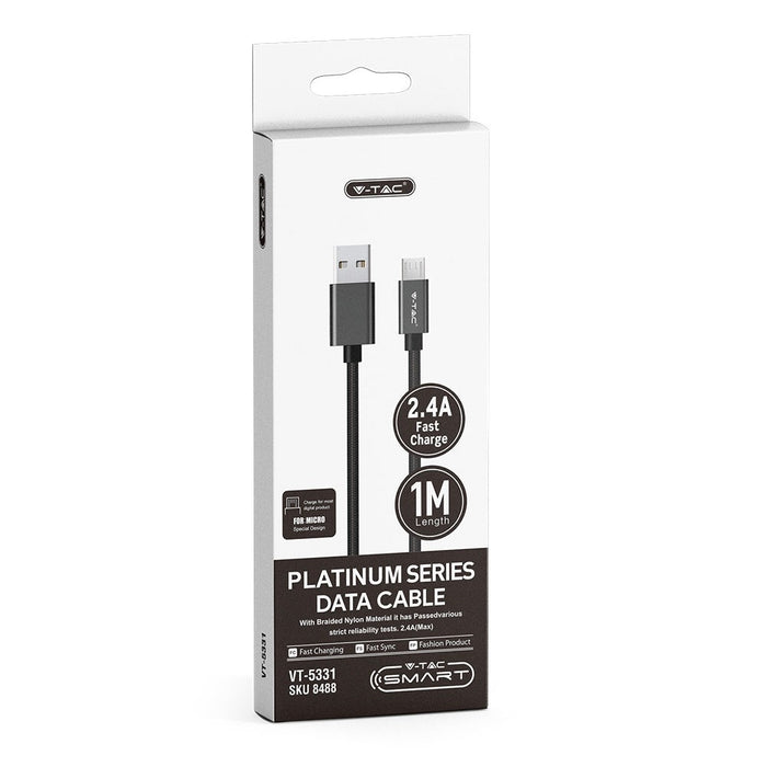 (Lot de 400) Câble en Nylon Tressé Micro USB 1m - Noir (Série Platinum)