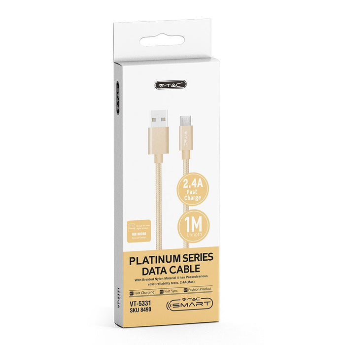 (Lot de 400) Câble Micro USB en Nylon Tressé 1m - Or (Série Platine)