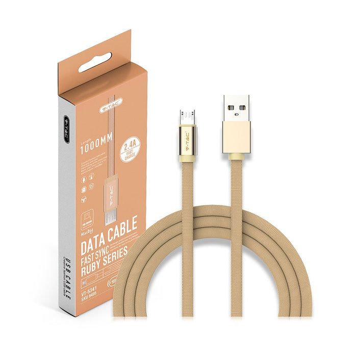 (Lot de 400) Câble tressé micro USB 1m en tissu de coton - Or (Série Ruby)