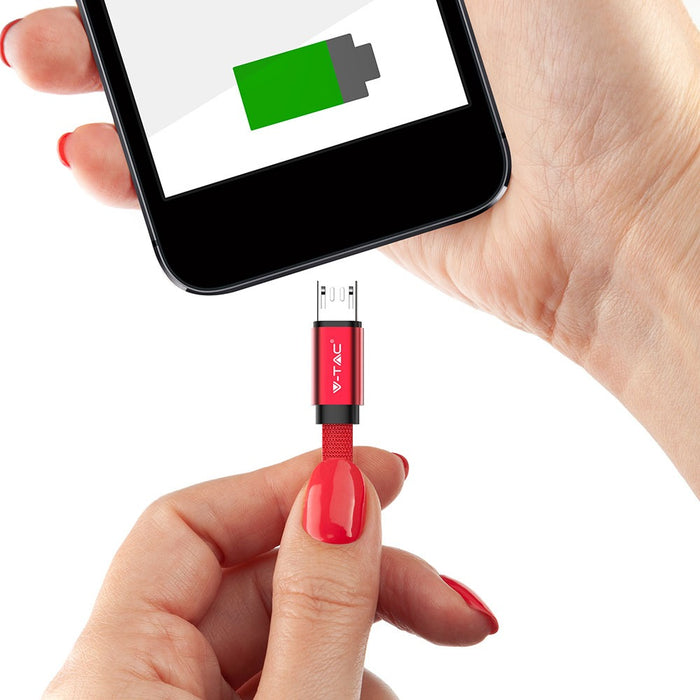 (Lot de 400) Câble Micro USB tressé 1M avec tissu en coton - Rouge (Série Ruby)