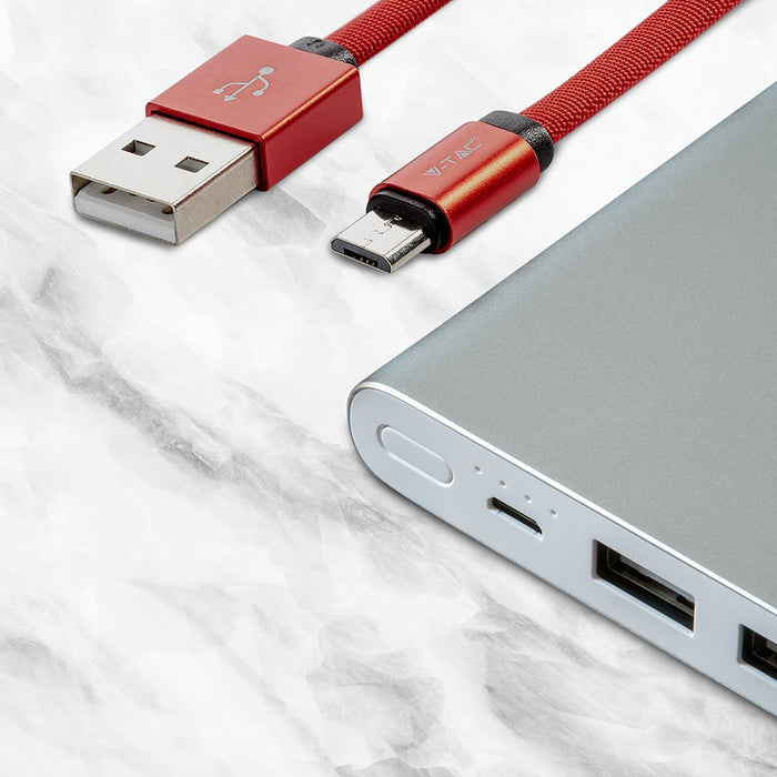 (Lot de 400) Câble Micro USB tressé 1M avec tissu en coton - Rouge (Série Ruby)
