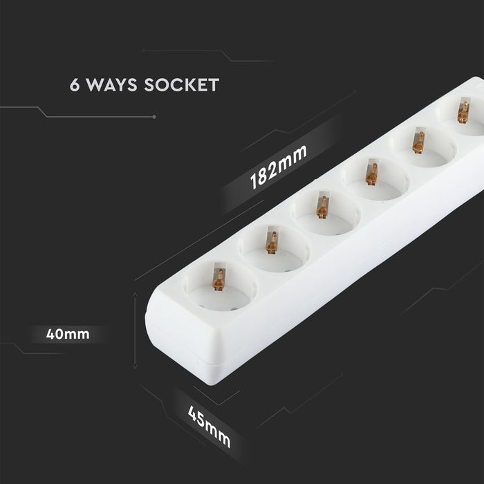 (Lot de 30) Prise 6 voies VT-1106-3 (3G1.5mm2 x 3m) - Blanc