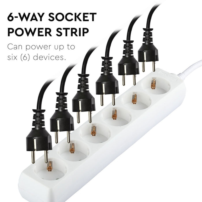 (Lot de 30) Prise 6 voies VT-1106-3 (3G1.5mm2 x 3m) - Blanc