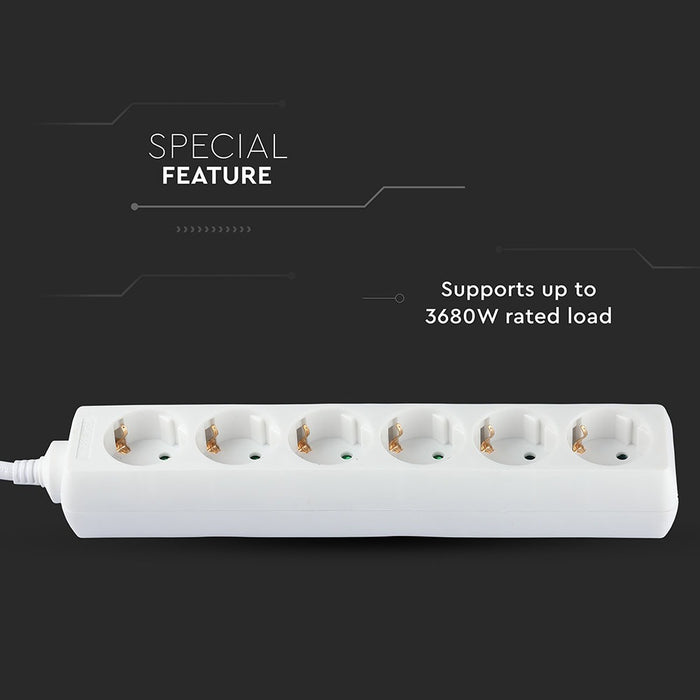 (Lot de 30) Prise 6 voies VT-1106-3 (3G1.5mm2 x 3m) - Blanc
