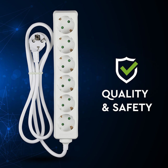 (Lot de 30) Prise 6 voies VT-1106-3 (3G1.5mm2 x 3m) - Blanc