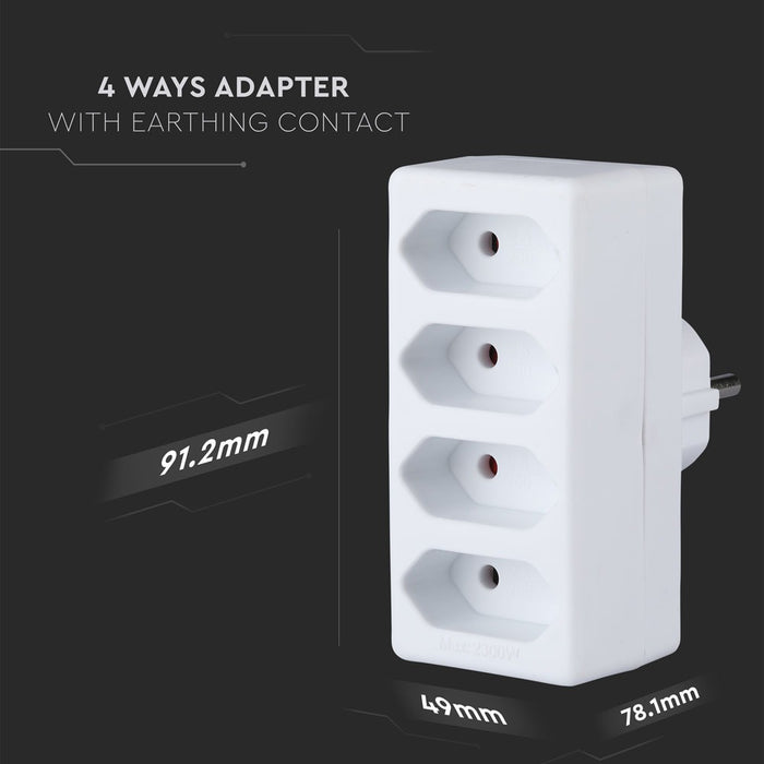 (Lot de 100) Adaptateur 4 prises avec mise à la terre 10A 250V