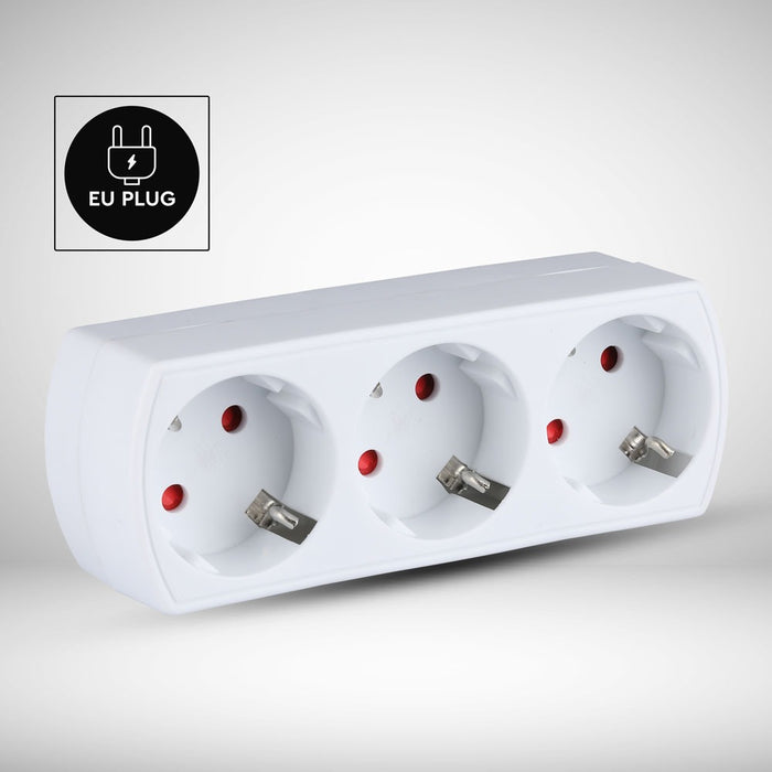 (Lot de 100) Prise à 3 voies avec mise à la terre 250V - Blanc
