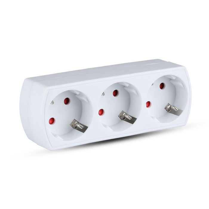 (Lot de 100) Prise à 3 voies avec mise à la terre 250V - Blanc