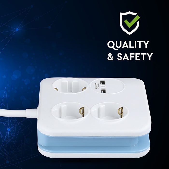 (Lot de 40) Prise 3 Voies avec USB (3G1.5mm2 X 1.4m) - Carrée