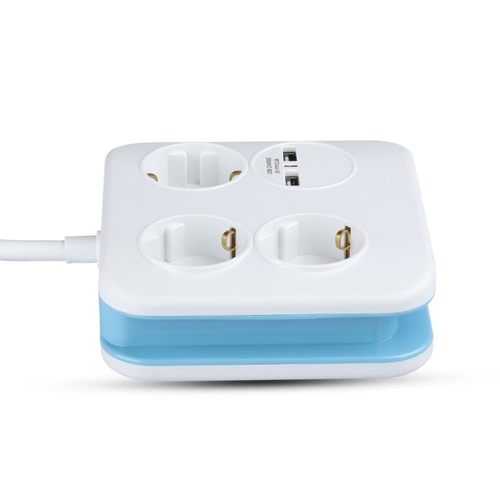 (Lot de 40) Prise 3 Voies avec USB (3G1.5mm2 X 1.4m) - Carrée