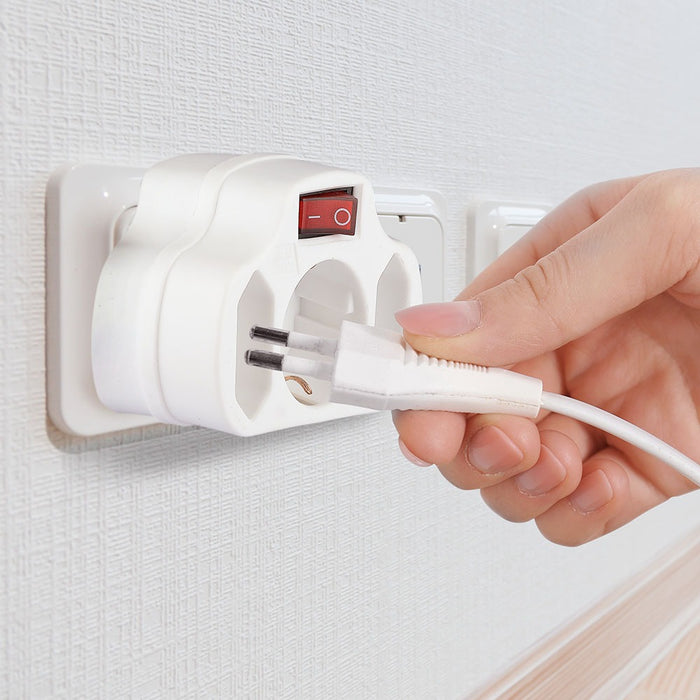 (Lot de 200) Adaptateur VT-1063 avec 2 prises 2.5A et 1 prise 16A avec mise à la terre - Blanc