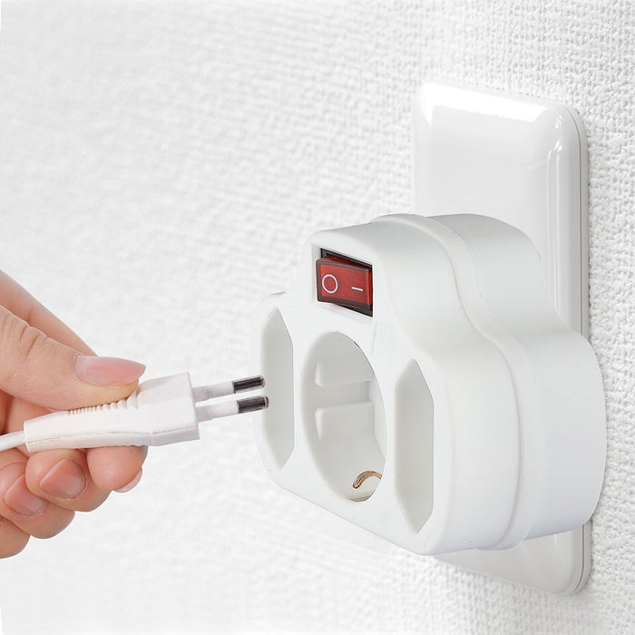 (Lot de 200) Adaptateur VT-1063 avec 2 prises 2.5A et 1 prise 16A avec mise à la terre - Blanc