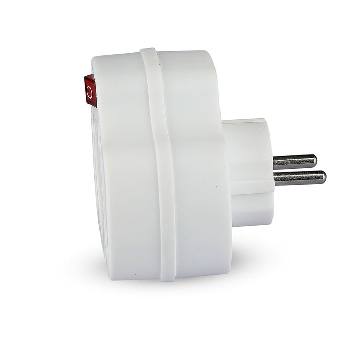 (Lot de 200) Adaptateur VT-1063 avec 2 prises 2.5A et 1 prise 16A avec mise à la terre - Blanc