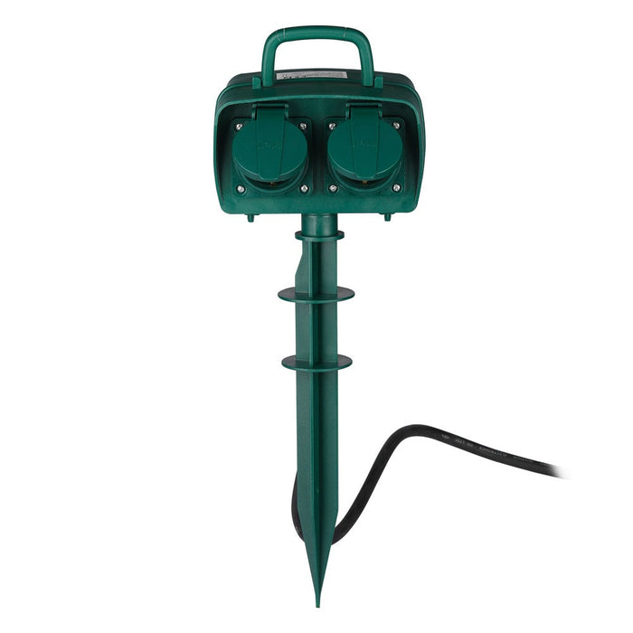 (Lot de 8) Prise Spike de Jardin 4 Voies VT-1114-3 (3G1.5MMX3M) - IP44 - Vert