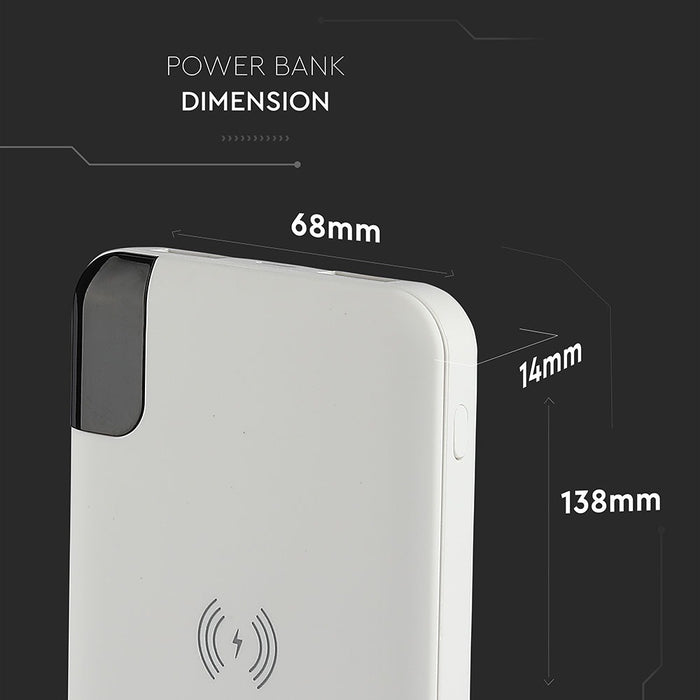 (Lot de 50) Batterie externe sans fil VT-3509 8000mAh avec écran et support - Blanc